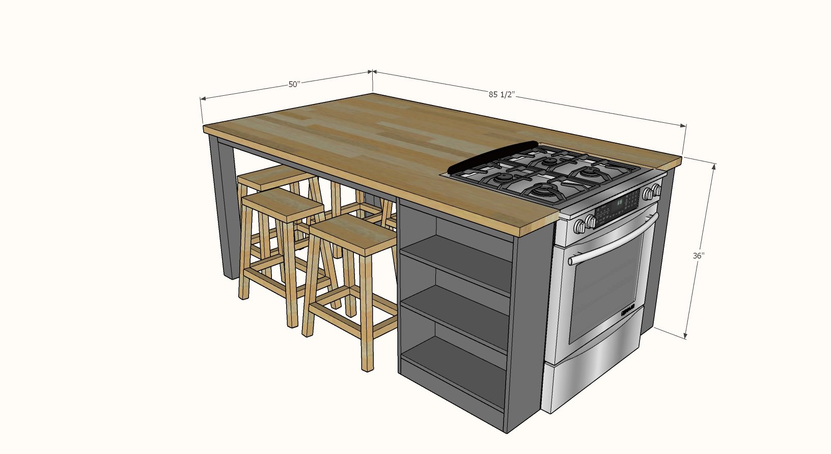 kitchen island standard height table
